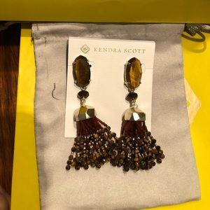 Kendra Scott dove gold brown tigers eye earrings